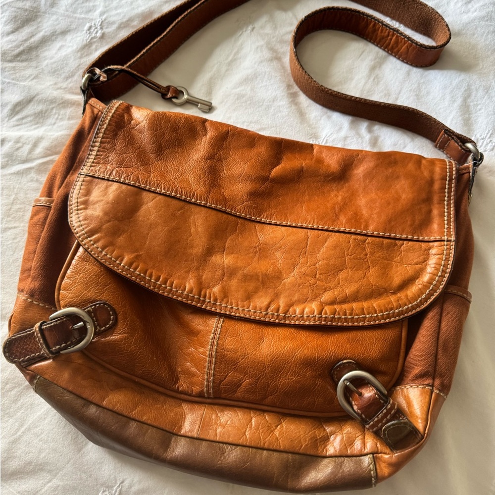 Fossil Brown Leather Crossbody Satchel Bag